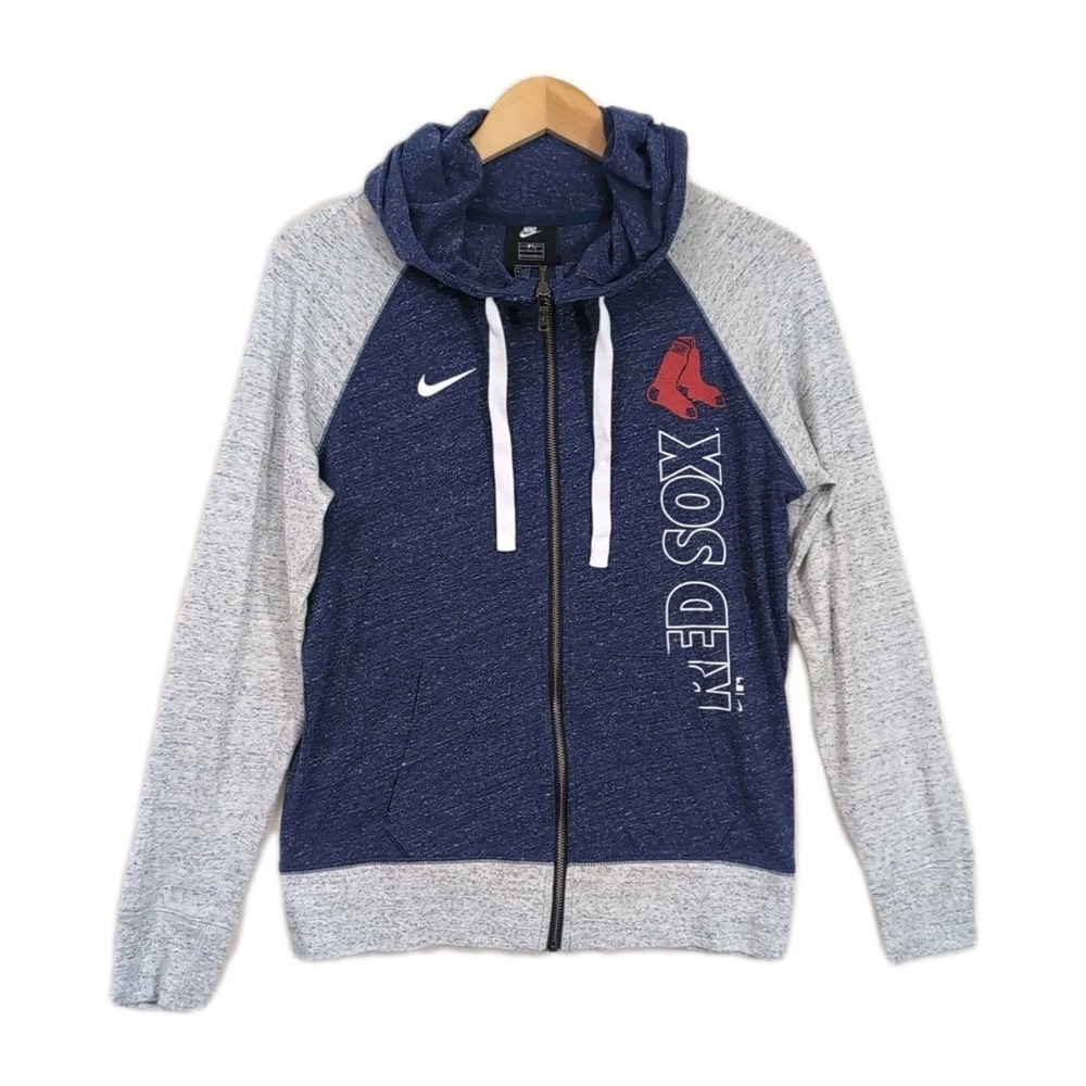 Nike Boston Red Sox Hoodie Sweatshirt Jacket Women M Blue Gray Full Zip Baseball